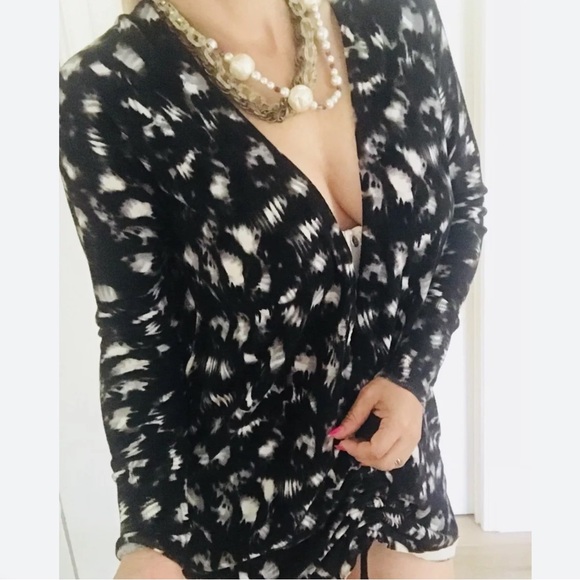 Witchery Leopard Dress Medium Animal Cotton Mini Long Sleeve - Picture 10 of 10